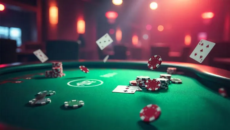 Online roulette betting layout with chips on the table